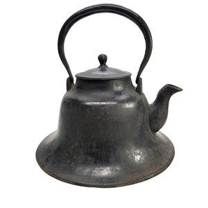 Japanese Cast Iron Teapot Black Bell Antique Tetsubin Lidded HEAVY CT406